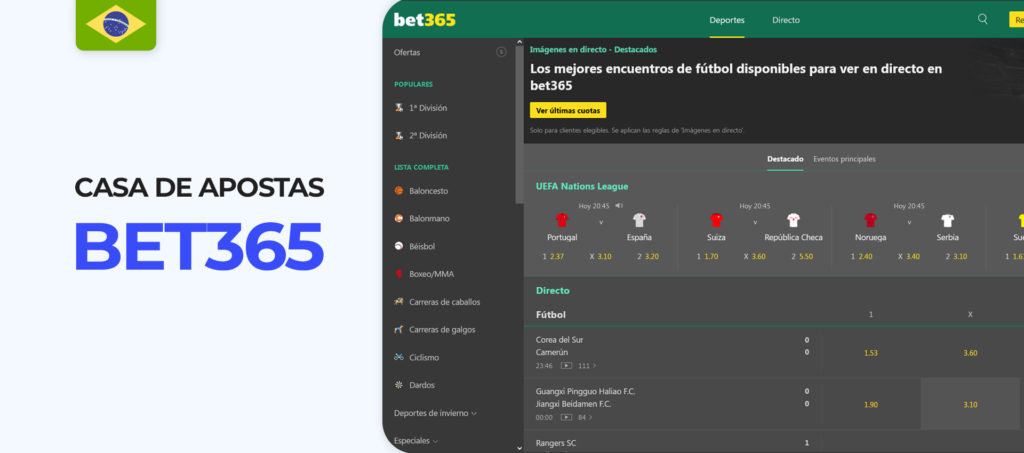 Apostas desportivas online na casa de apostas Bet365 no Brasil