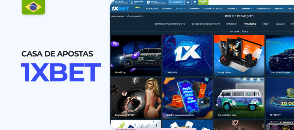 Interface do sítio web 1xBet Brazil bookmaker