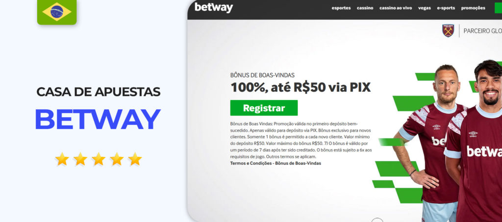Screenshot do site oficial do casa de apostas Betway