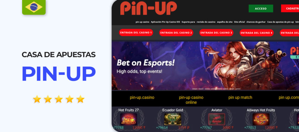Screenshot do site oficial do casa de apostas Pin-up