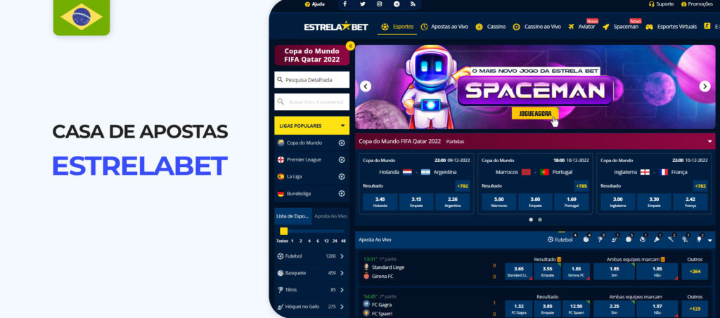 Interface do sítio web EstrelaBet Brazil bookmaker