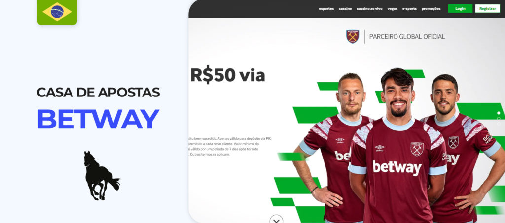 Interface do sítio web Betway Brazil bookmaker