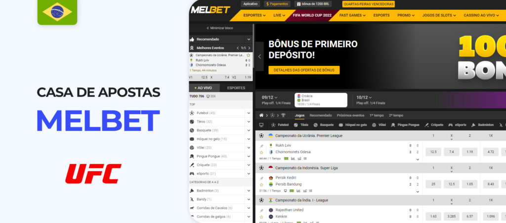 Interface do sítio web Melbet Brazil bookmaker