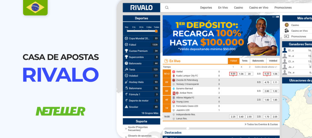 Rivalo é um dos melhores sites de apostas Neteller no Brasil