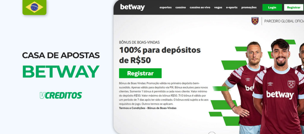 Captura de tela do site oficial do Betway