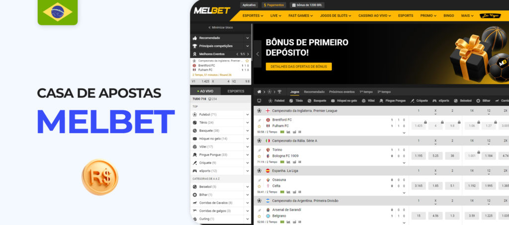Screenshot do site oficial da casa de apostas Melbet no Brasil