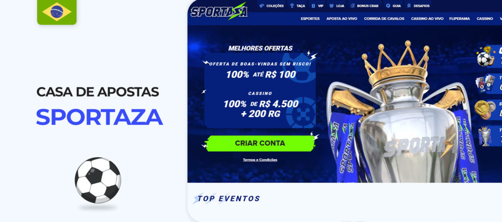 Captura de tela do site oficial do Sportaza