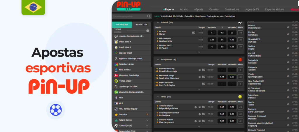 Apostas esportivas em Pin-up