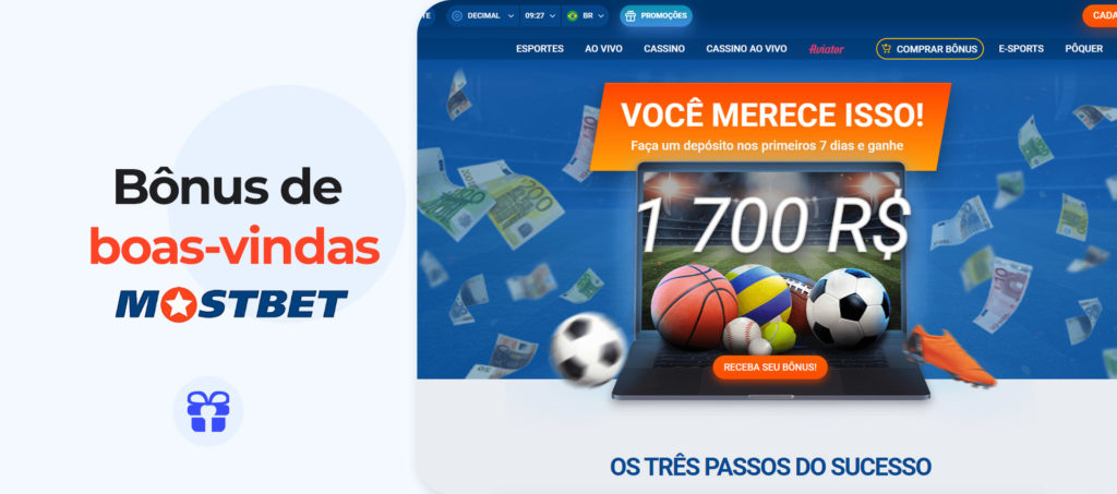 A MostBet Brasil oferece um generoso bônus de boas-vindas, de até R$ 1.700,00 no primeiro depósito + 250 giros grátis.