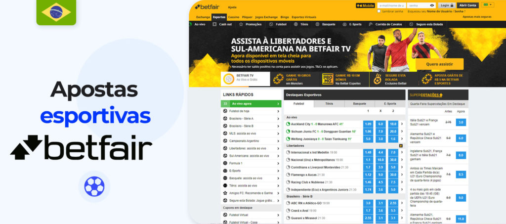 Apostas esportivas na Betfair