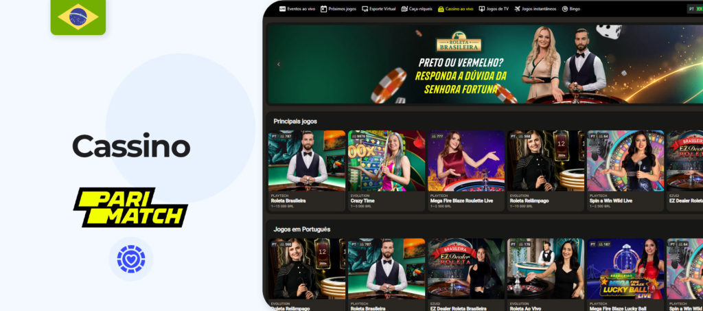 Variedade de jogos nos Parimatch casinos online 