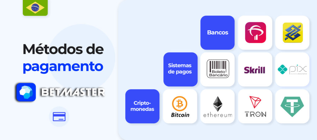 A Betmaster Brasil oferece uma boa quantidade de métodos de pagamento para realização de depósito, atuando inclusive com criptomoedas, o que é um ponto extra para com os jogadores que atuam nesse mercado