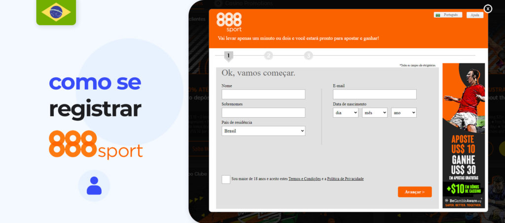 Registrar-se 888sport Brasil