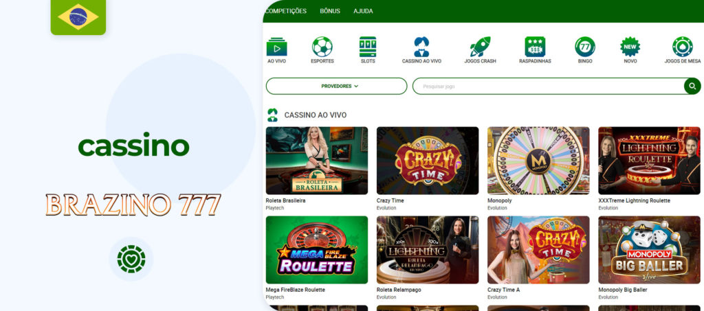 Grande variedade de jogos no site de apostas de casino Brazino777 no Brasil