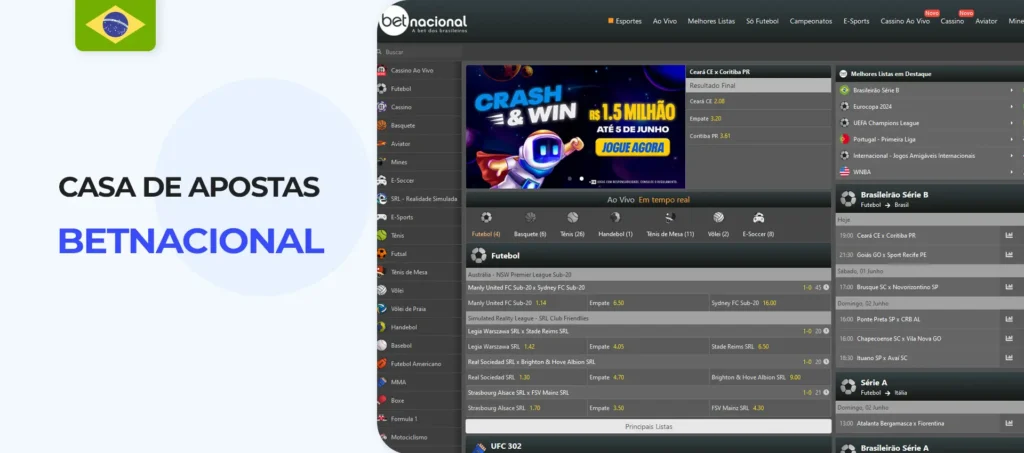 Apostas desportivas online na casa de apostas Betnacional no Brasil