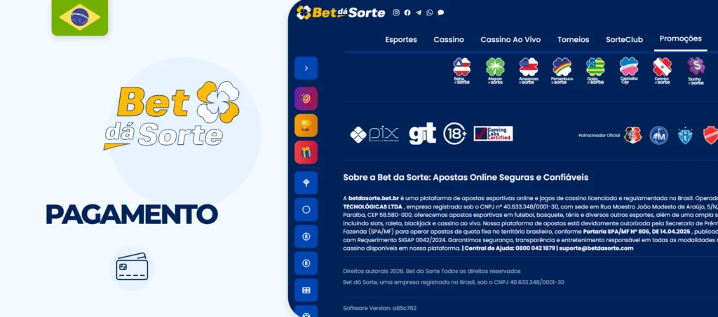 Métodos de depósito e saque na Bet da Sorte